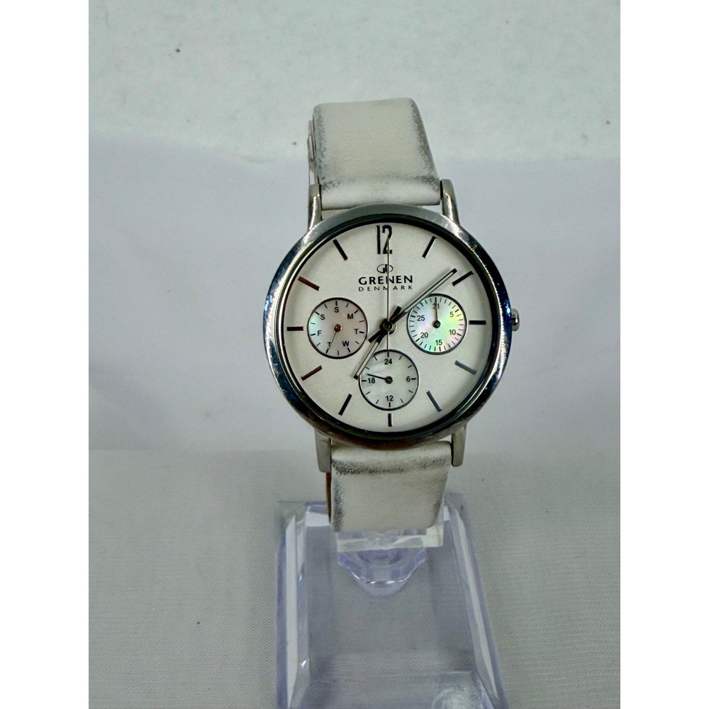 Grenen Denmark L-32SSLW Slim Quartz Watch White Leather Band Skagen Designs